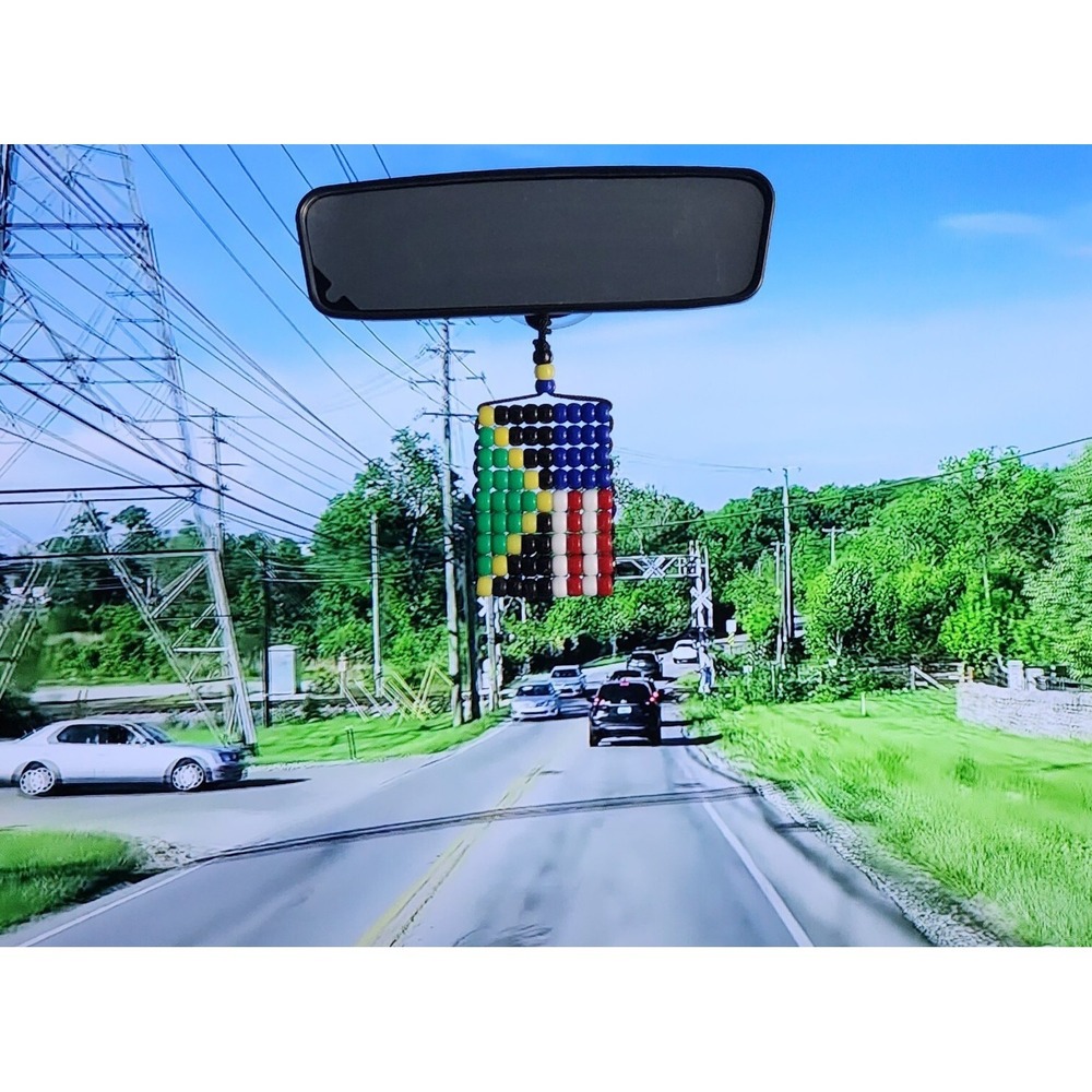 Jamerican Flag Rearview Mirror Car Danglers/ Necklace .